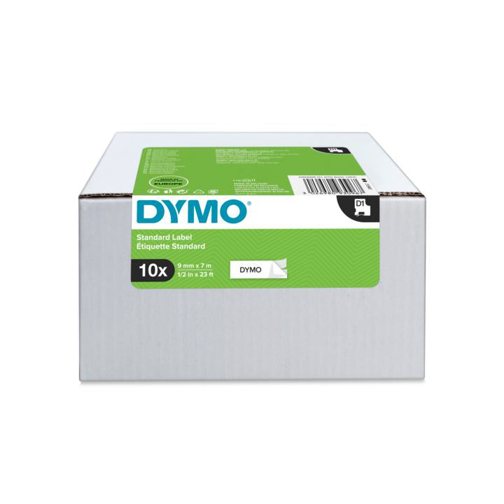 Ruban Dymo D1 9mmx7m -noir/ fond blanc- paquet de 10