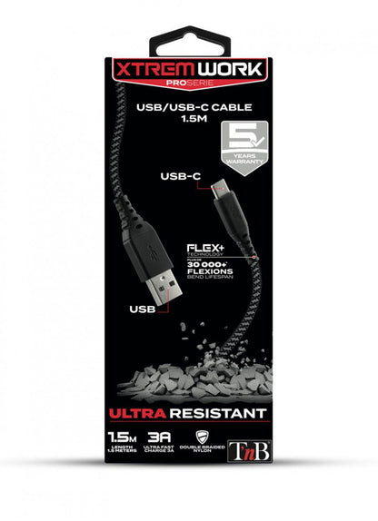 Câble usb/usb-c 1.5m - résistance renforcée