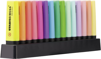 SurligneurStabilo boss  set de bureau - 15 couleurs fluorescentes