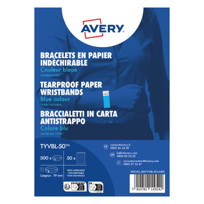Bracelet événementiel Tyvek - Bleu 256x19mm (500 pièces)