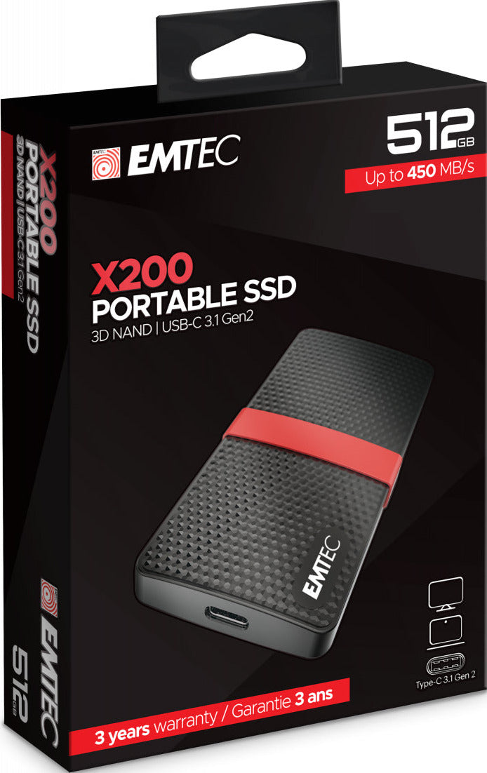 Ssd portable 512gb x200 - transfert haute vitesse