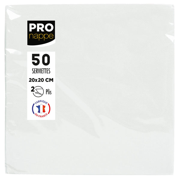 Service cocktail 2 plis 20x20 lot de 50 blanc