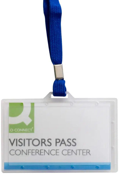 Porte-badge rigide 94x60 mm avec lacet bleu