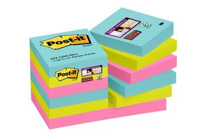 Bloc notes adhésifs carrés  Post-it® 47x47 mm - couleurs vives