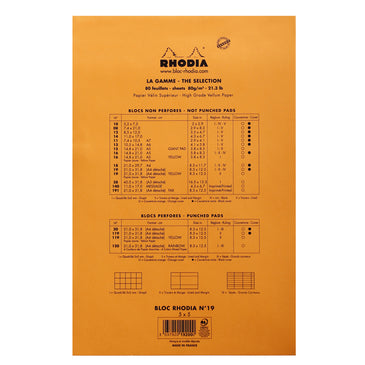 Bloc-notes A4+ détachable quadrillé 5x5 - 80 feuilles - Rhodia