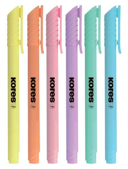 Étui de 6 surligneurs pastel - pointe biseautée
