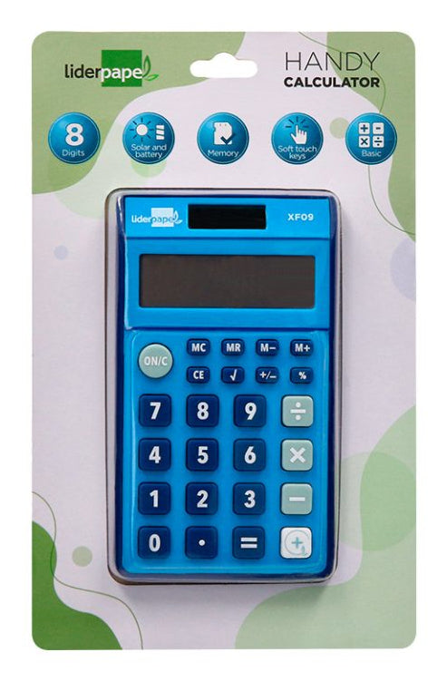 Calculatrice poche 8chiffres solaire bleu