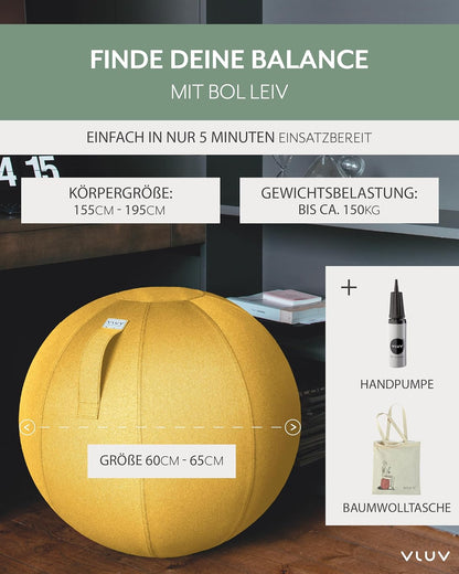 Ballon d'assise ergonomique - Jaune - Ø 60-65cm