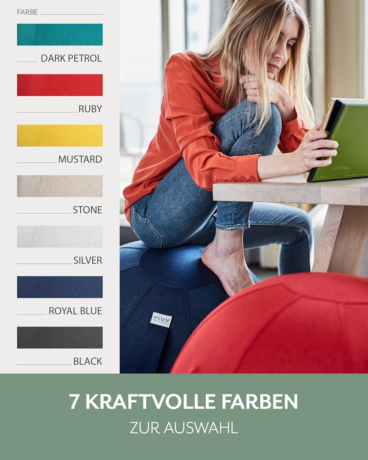 Ballon d'assise ergonomique - Jaune - Ø 60-65cm