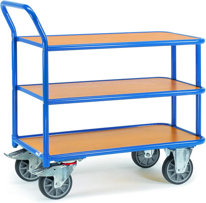 Chariot à 3 plateaux - Capacité 400 kg, Sécurité renforcée