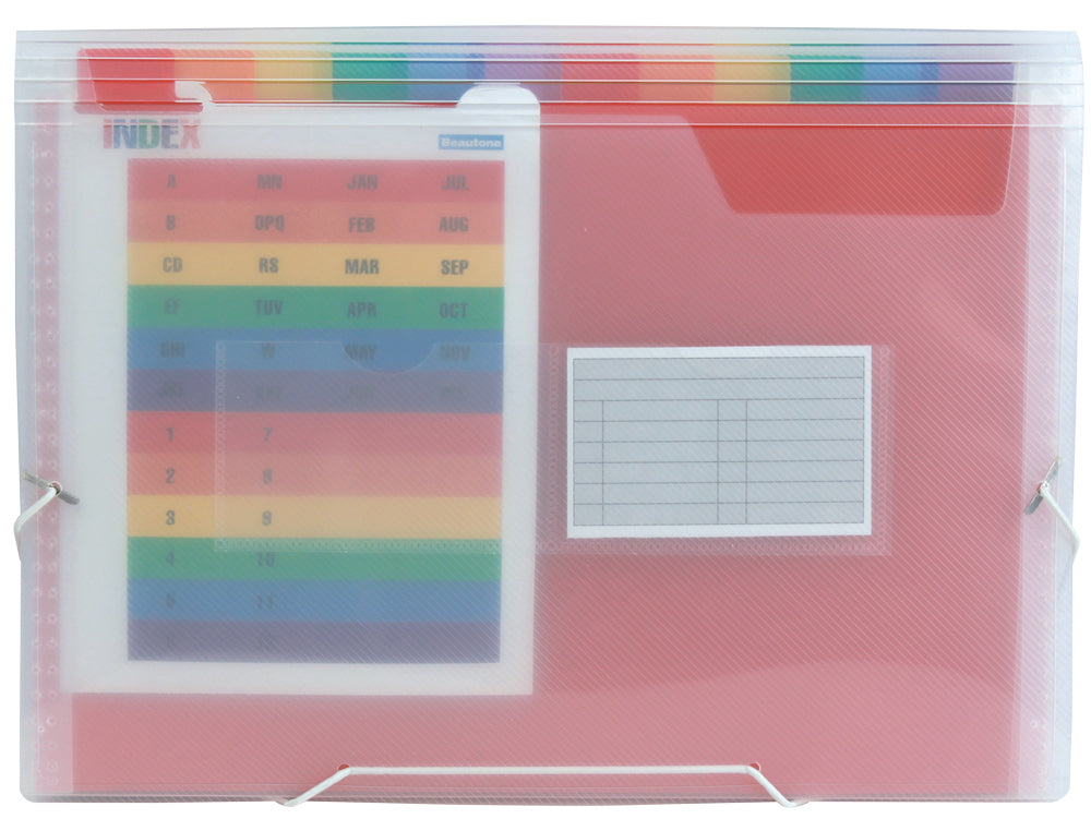 Trieur valisette A4 13 compartiments+ élastique  polypro transparent