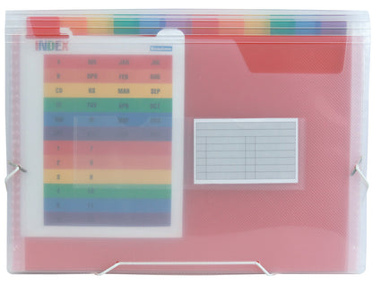 Trieur valisette A4 13 compartiments+ élastique  polypro transparent
