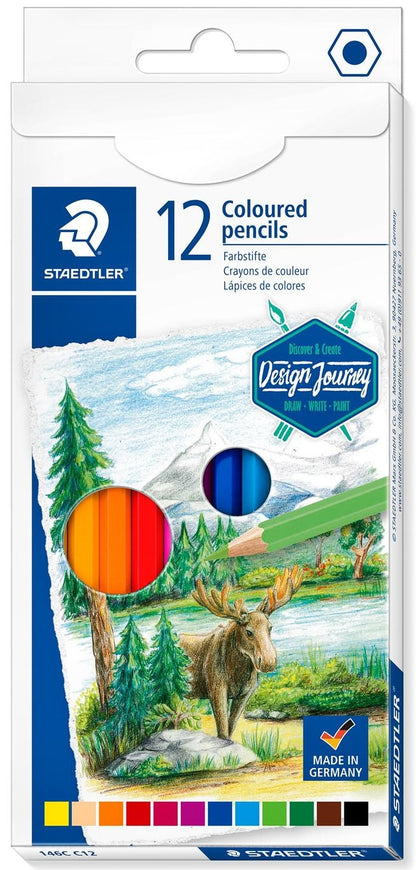 Crayons de couleur hexagonaux - 12 couleurs vives