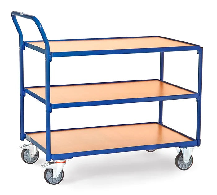 Chariot à étagères 300 kg - 3 plateaux robustes
