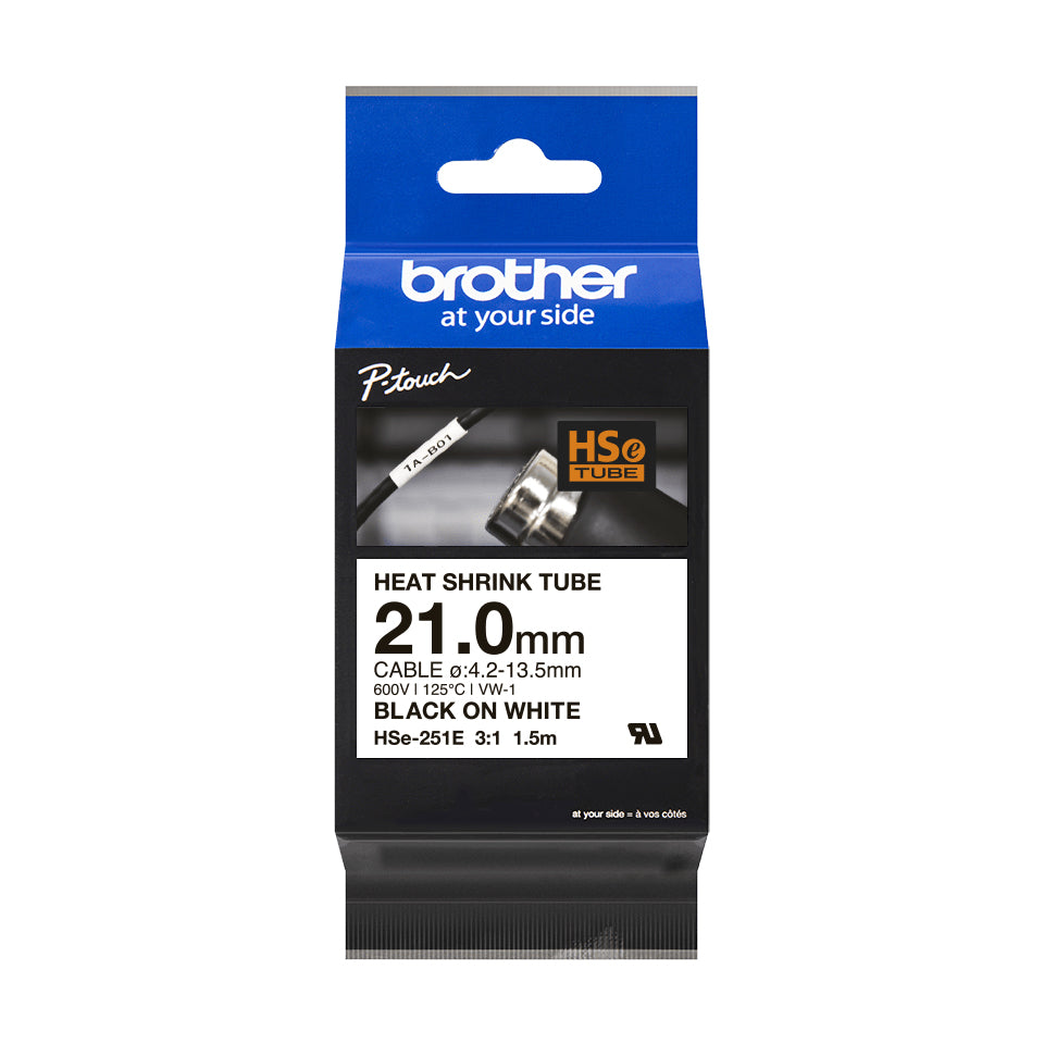Ruban brother hse-251e - 21,0mm noir/blanc