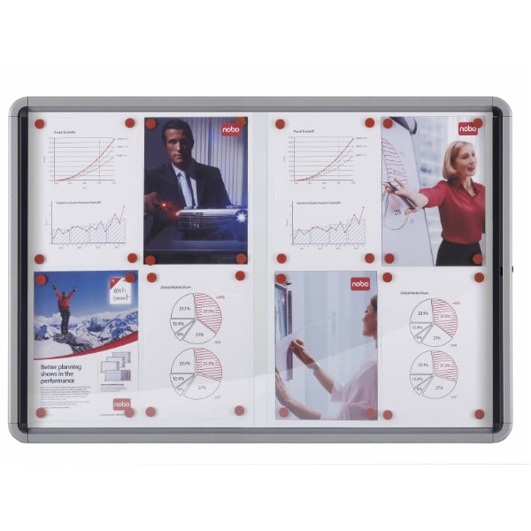 Vitrine d'affichage , porte coulissante, fond en métal, 8 feuilles A4,pour l'intérieur