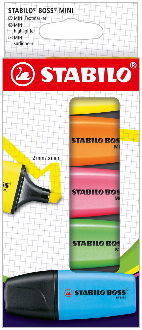 Surligneur mini boss - étui de 5 couleurs vives