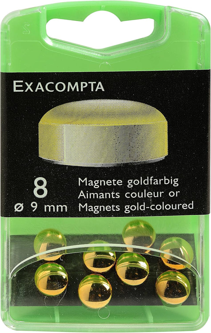 Boîte 8 aimants ronds - couleur or, diamètre 9mm