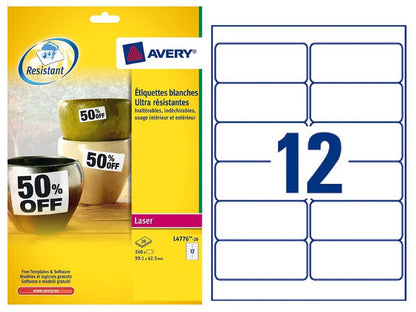 Étiquettes pour extérieur 99.1x42.3mm L4776-polyester blanc -240 étiquettes