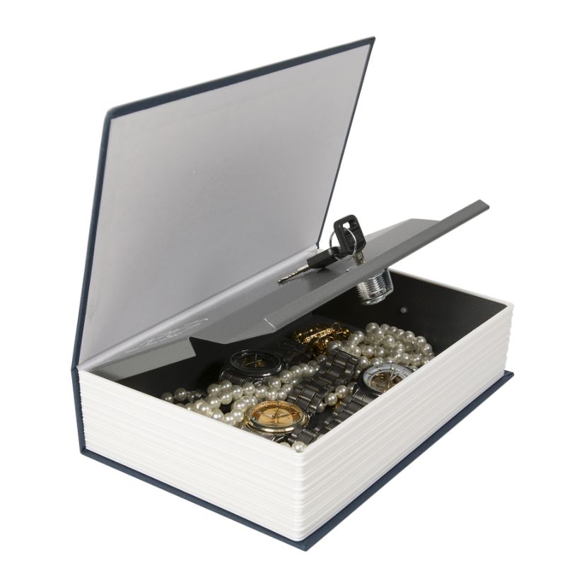 Coffre-fort livre bleu - format compact et discret