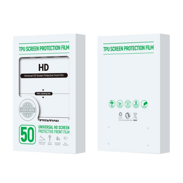Pack de 50 Films Hydrogel Anti-Choc et Anti-Lumière Bleue