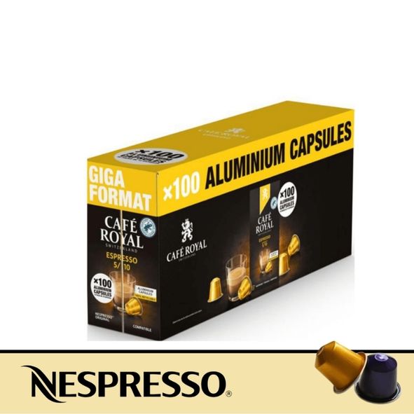 Capsules café royal compatibles nespresso -  espresso 100% arabica- lot de 100