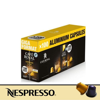Capsules café royal compatibles nespresso -  espresso 100% arabica- lot de 100