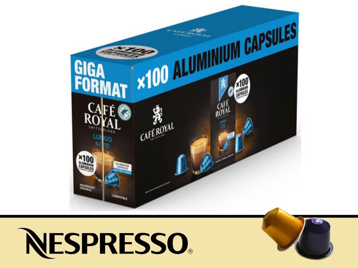 Capsules Café royal lungo compatibles nespresso - 100% arabica -lot de 100