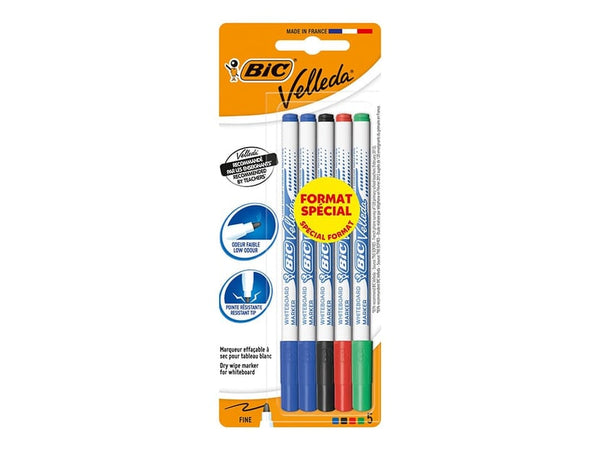 Feutre Effaçable à Sec BIC Velleda- lot de 4+1