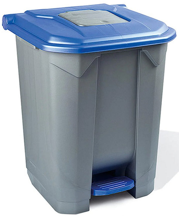 Poubelle de tri 30l avec pédale - gris/bleu