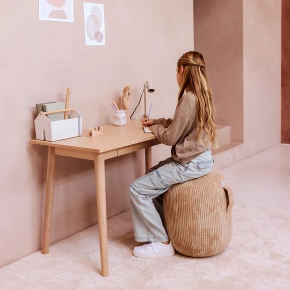Tabouret Enfant Velours Beige - Confort et Élégance