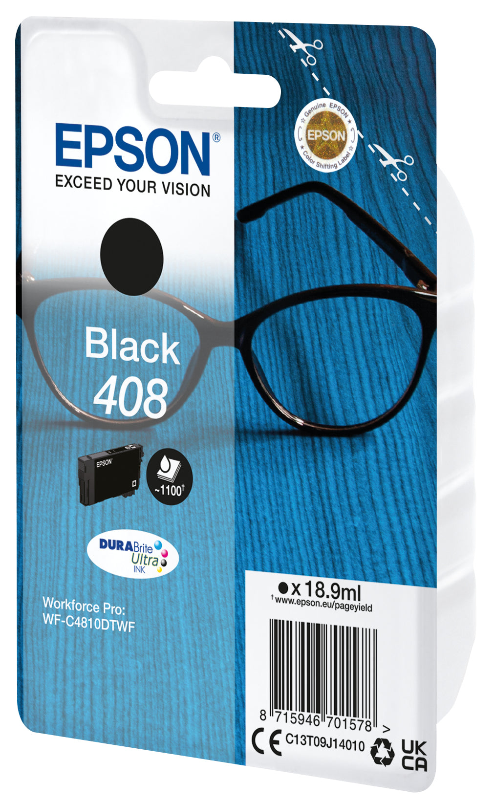 Cartouche d'encre Epson noire 408 - rendement 1100 pages
