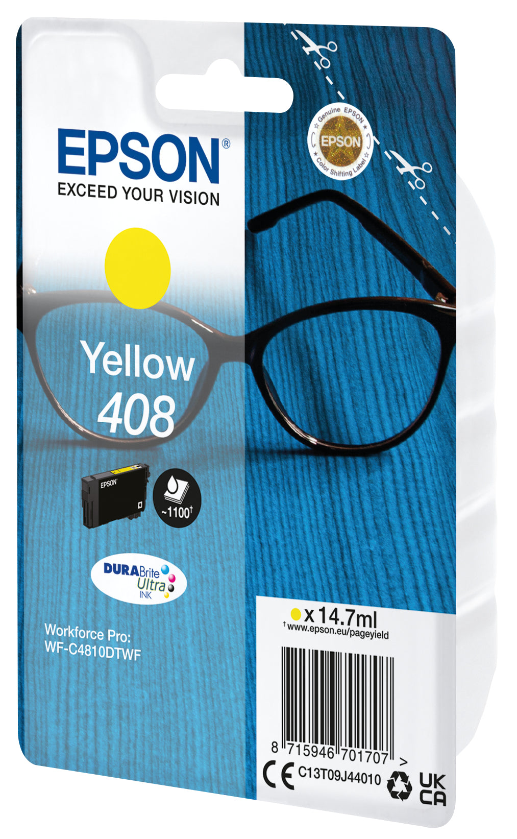 Cartouche Jaune 408 - Encre à Pigments Haute Capacité