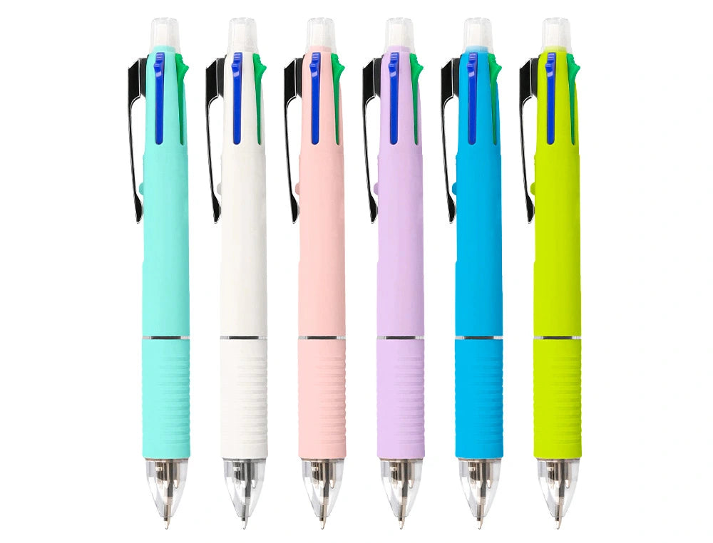 Stylo bille  4 couleurs +porte mine 0.5mm-corps pastel