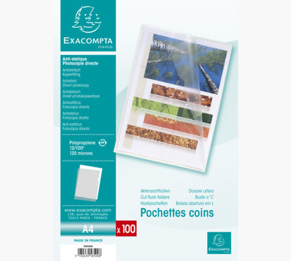 Pochette coin polypro grainée 12/100e sachet de 100-incolore