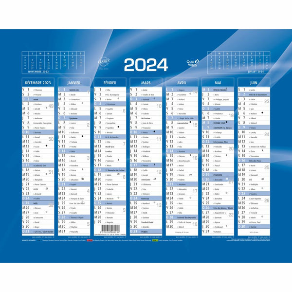 Calendrier 2x7m 21x26.5cm bleu