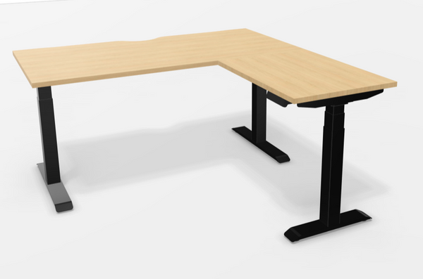 Bureau réglable électrique 160x80 + retour 60x80 chêne noir