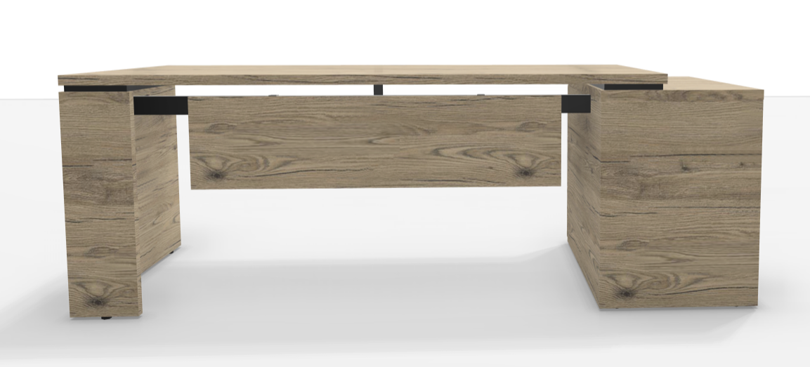 Bureau direction avec caisson débordant L180 x P90 cm chêne