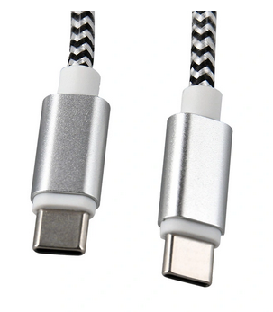 Câble USB-C vers USB-C Q-Connect 1 m blanc nylon charge rapide et données