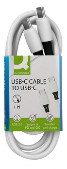 Câble USB-C vers USB-C blanc 1 m PVC