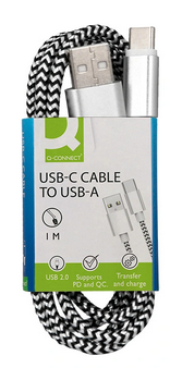 Câble USB-C vers USB-A blanc 1 m nylon tressé