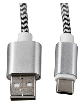 Câble USB-C vers USB-A blanc 1 m nylon tressé