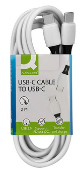 Câble USB-C vers USB-C blanc 2 m PVC