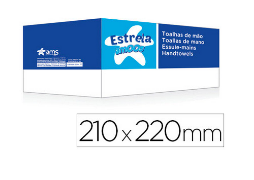 Essuie-mains amoos estrela 2 plis 21x22cm pack 20 paquets de 200 unités