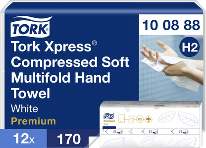 Essuie-mains blanc compresses M tork 170 feuilles