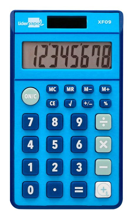 Calculatrice poche 8chiffres solaire bleu