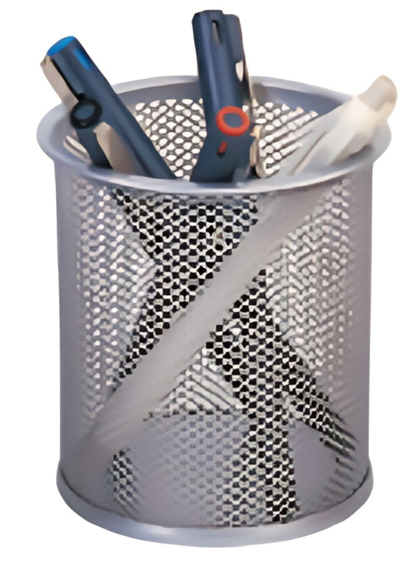 Pot a crayons mesh gris