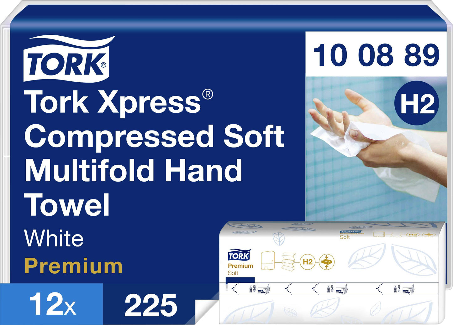 Essuie-mains blanc compresses Z tork 225 feuilles