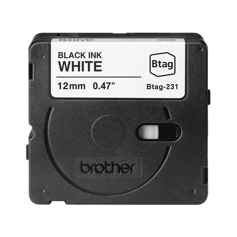 Ruban étiqueteuse Btag  12mm - noir/blanc- Résistant et polyvalent