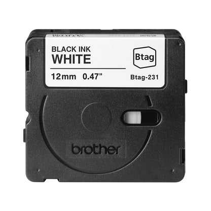 Ruban étiqueteuse Btag  12mm - noir/blanc- Résistant et polyvalent